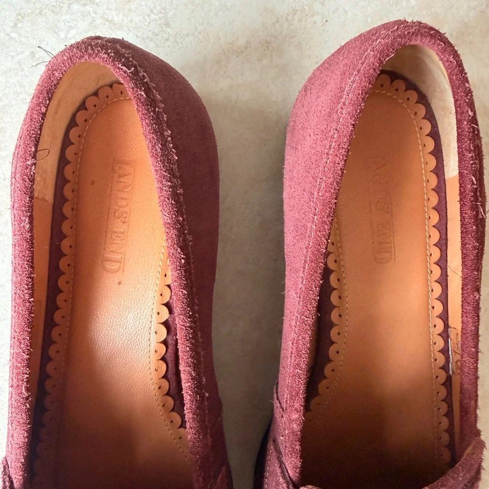 Land’s End Women’s Suede Penny Loafers in Burgundy